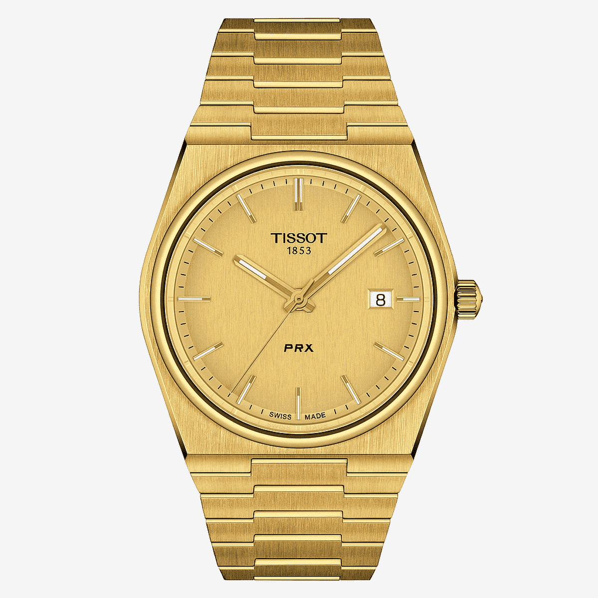 Reloj Tissot PRX con esfera y brazalete dorados - T1374103302100