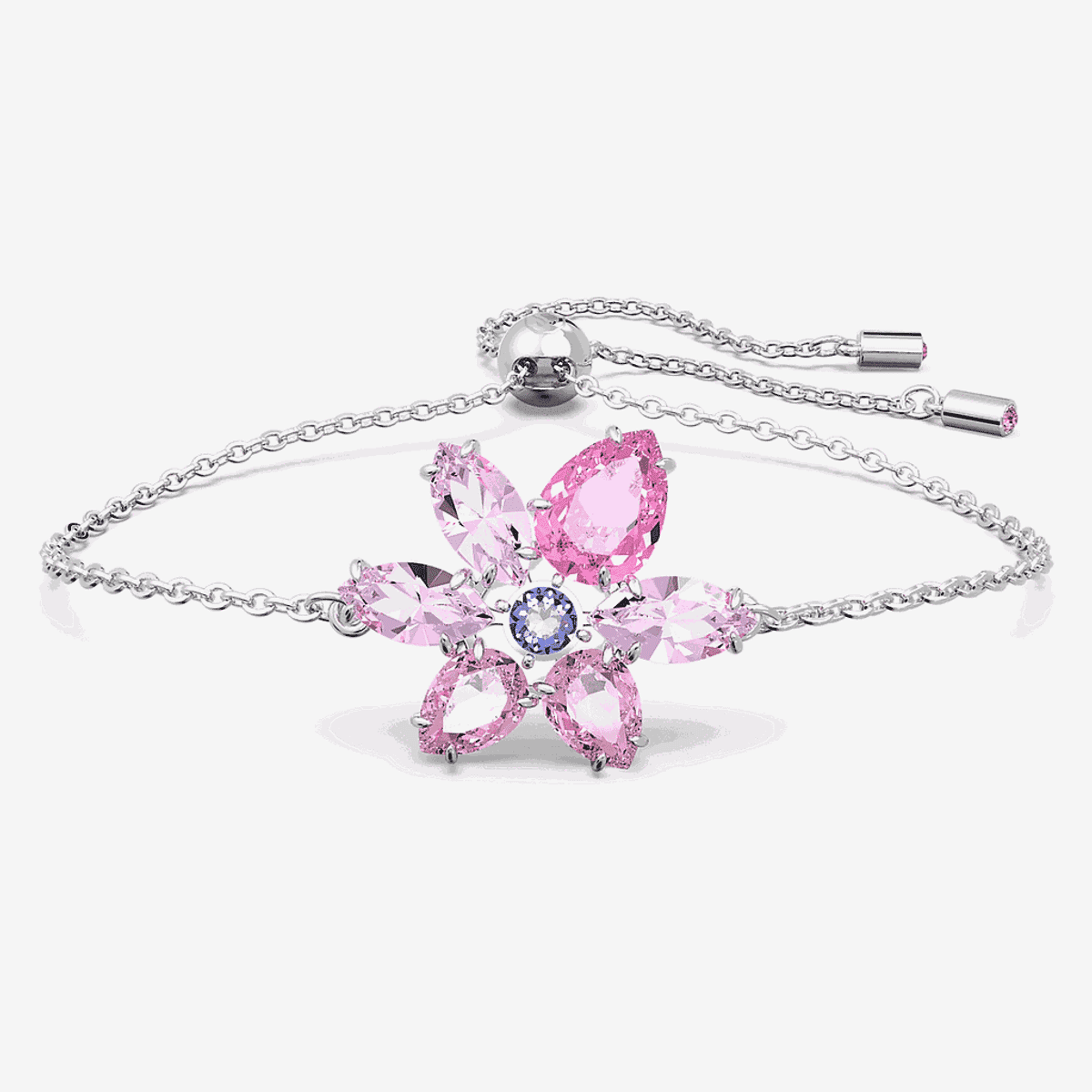 Pulsera Gema. Tallas mixtas, Flor, Rosa, Baño de rodio Swarovski - swa-5658396
