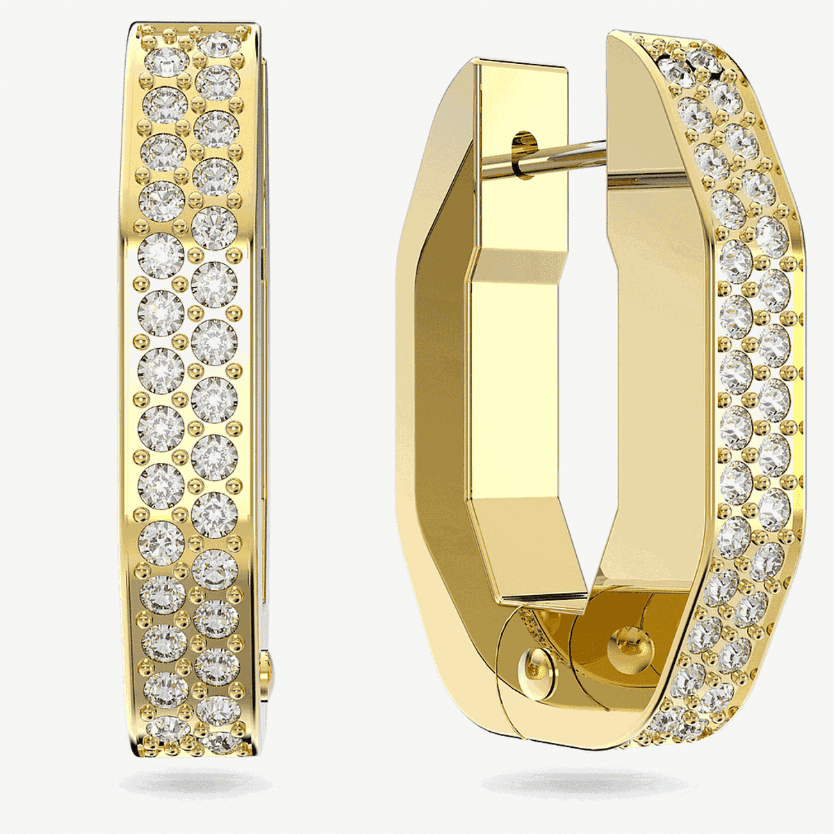 Pendientes de aro Dextera Octogonales Pequeños Swarovski Chapados en Oro - swa-5626084