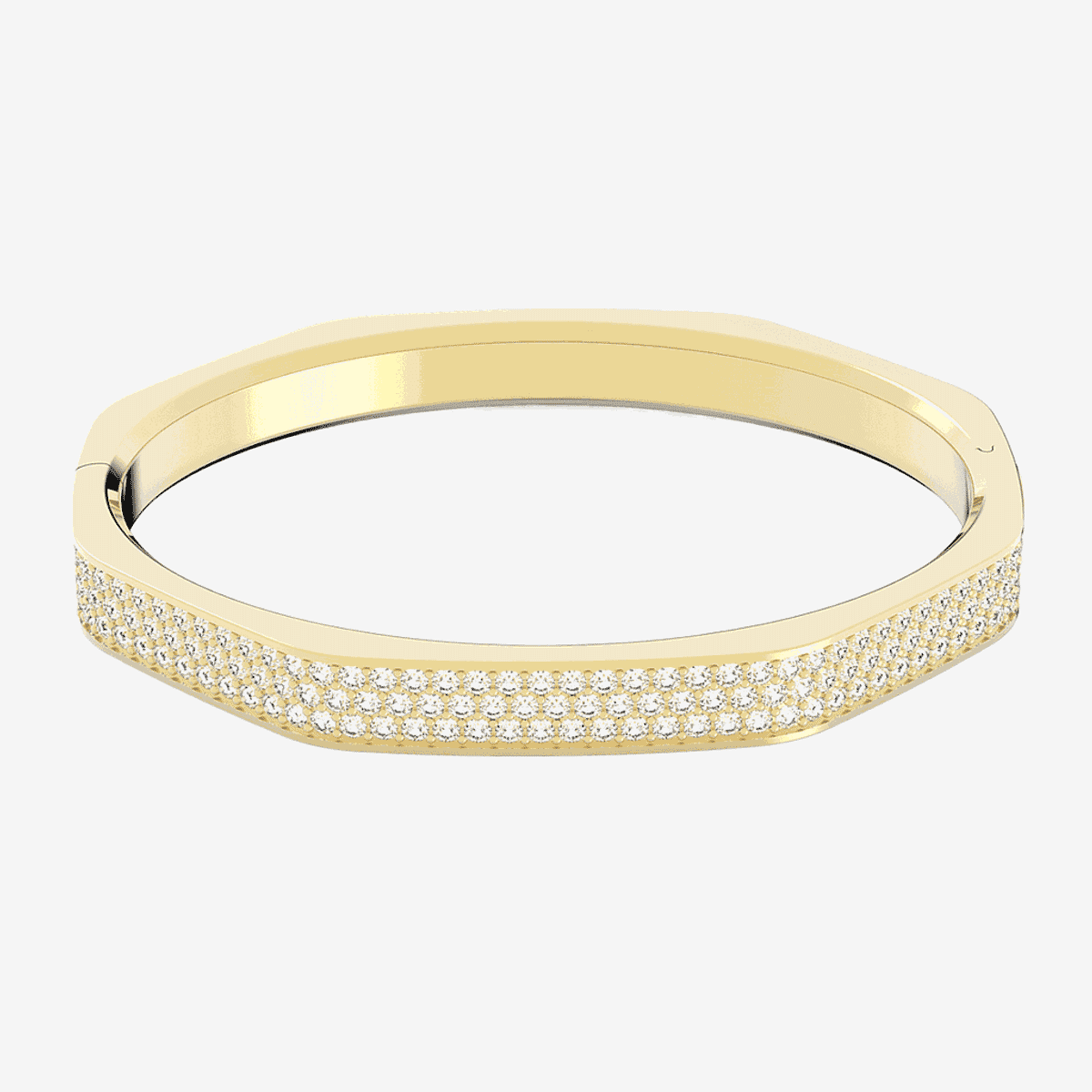 Brazalete Dextera Swarovski chapado en oro con cristales incrustados, vista frontal - swa-5656845