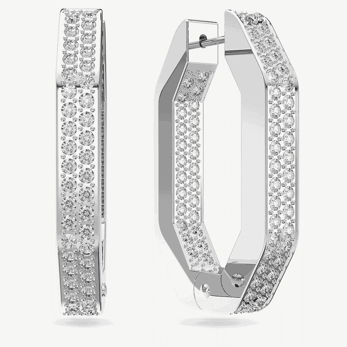 Pendientes de aro Dextera Swarovski Bañados en Rodio - swa-5618308