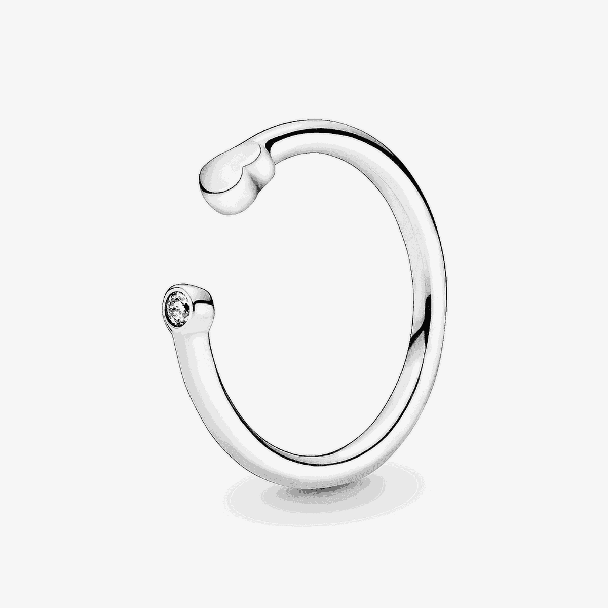 Anillo Pandora abierto Corazón pulido en plata de ley con cristal brillante - 198559C01