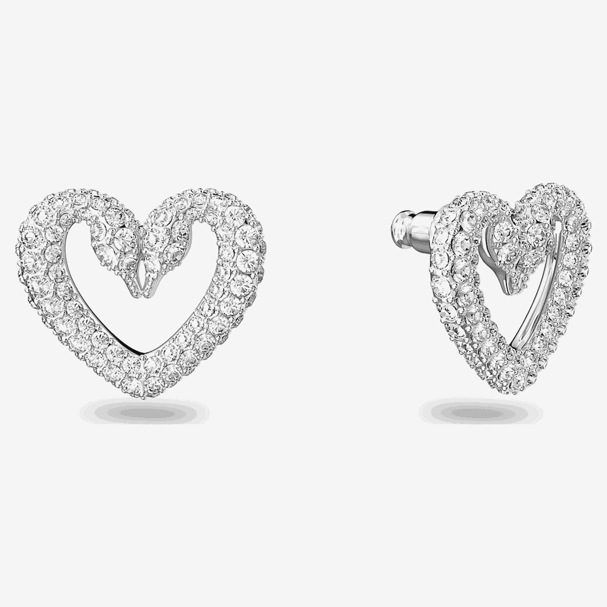 Pendientes de botón Una Swarovski Bañados en Rodio - swa-5625535