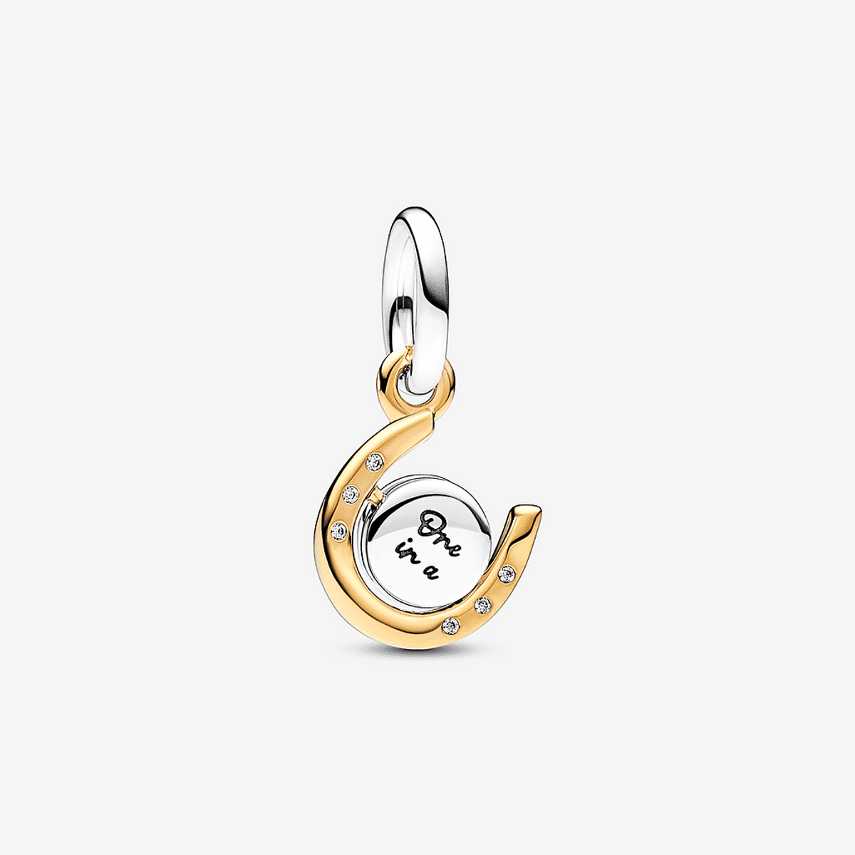 Charm Colgante Pandora Herradura Disco Giratorio en plata de ley y detalles chapados en oro - 762713C01