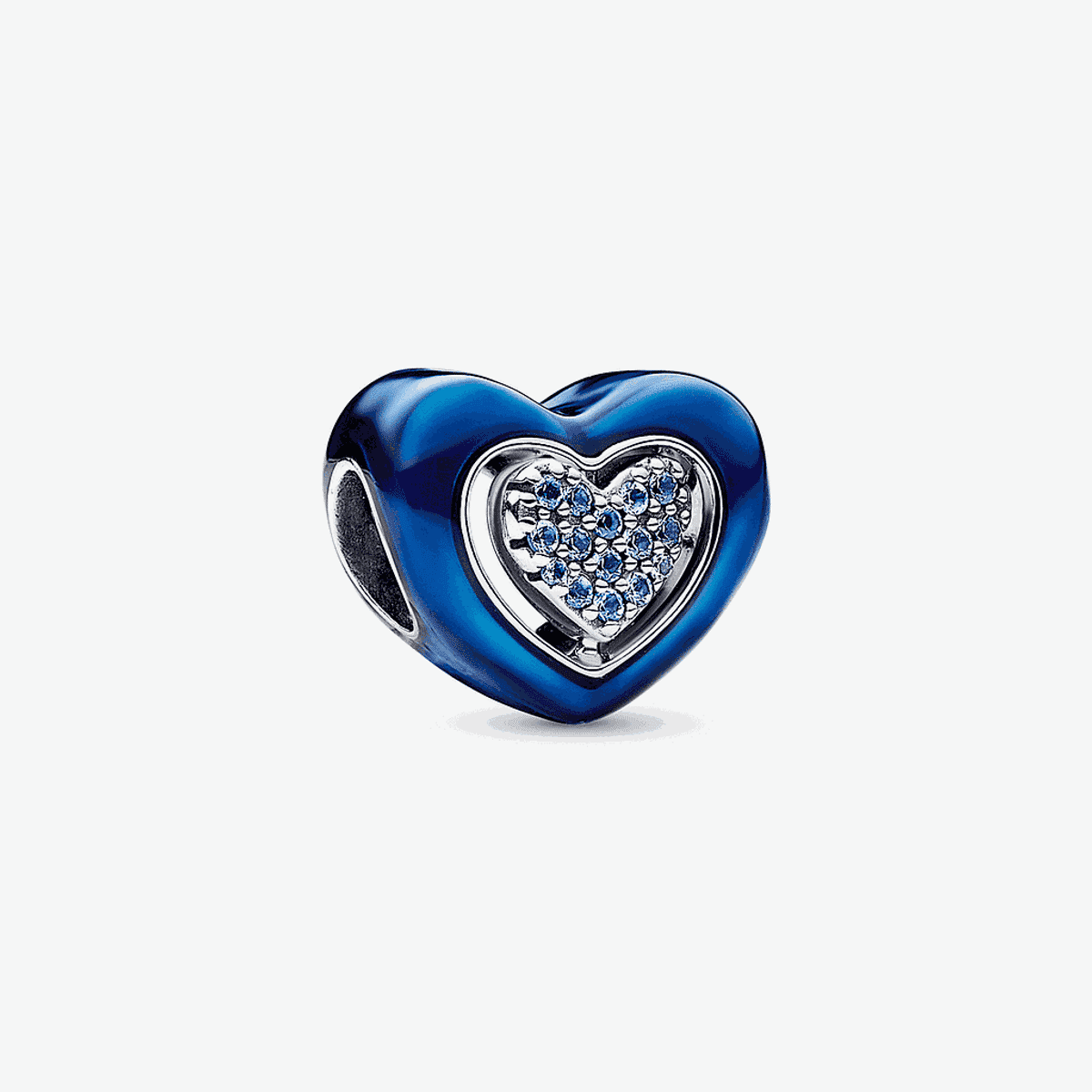 Charm Pandora Corazón Giratorio en plata de ley con esmalte azul y cristales - 792750C01