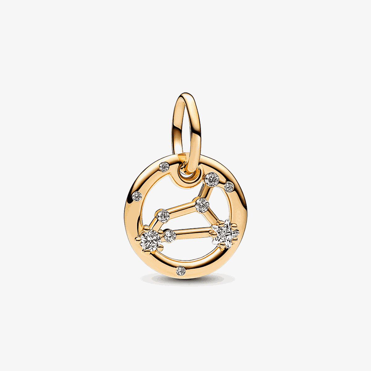 Charm colgante Pandora del zodiaco Leo en plata chapada en oro con detalles de cristal - 762725C01