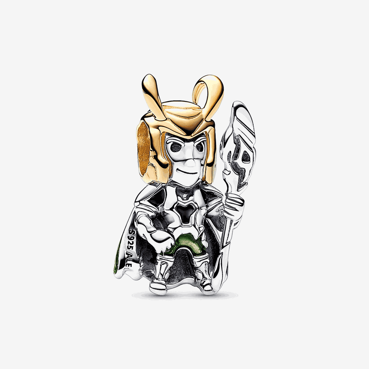 Charm Pandora Loki de Marvel en plata bicolor con detalles en verde - 762764C01
