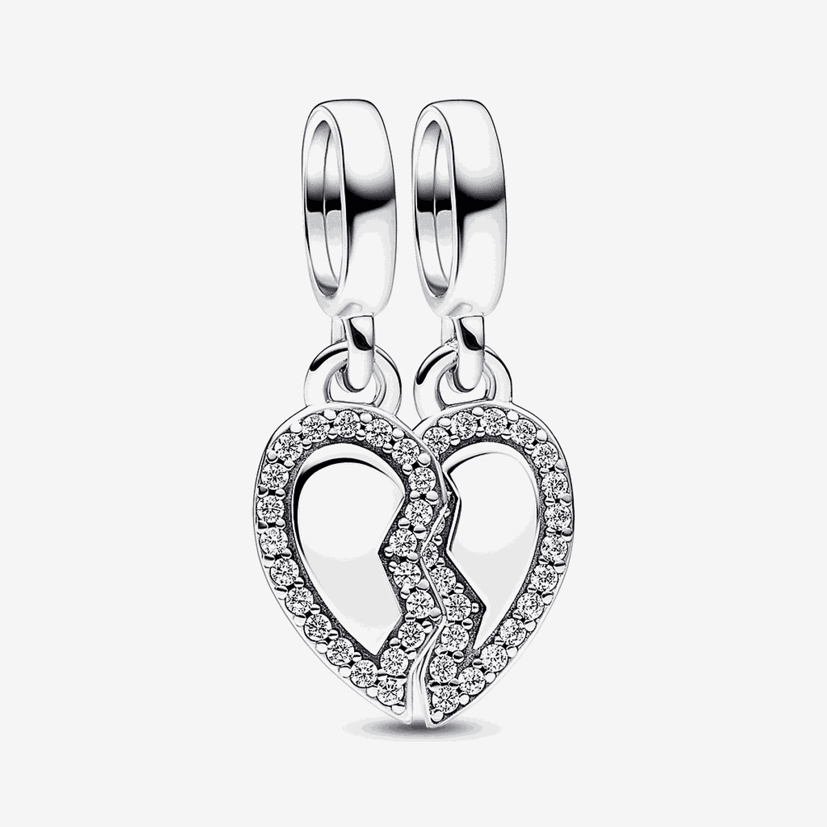 Charm colgante Pandora Corazón Amistad divisible en plata con cristales - 792743C01