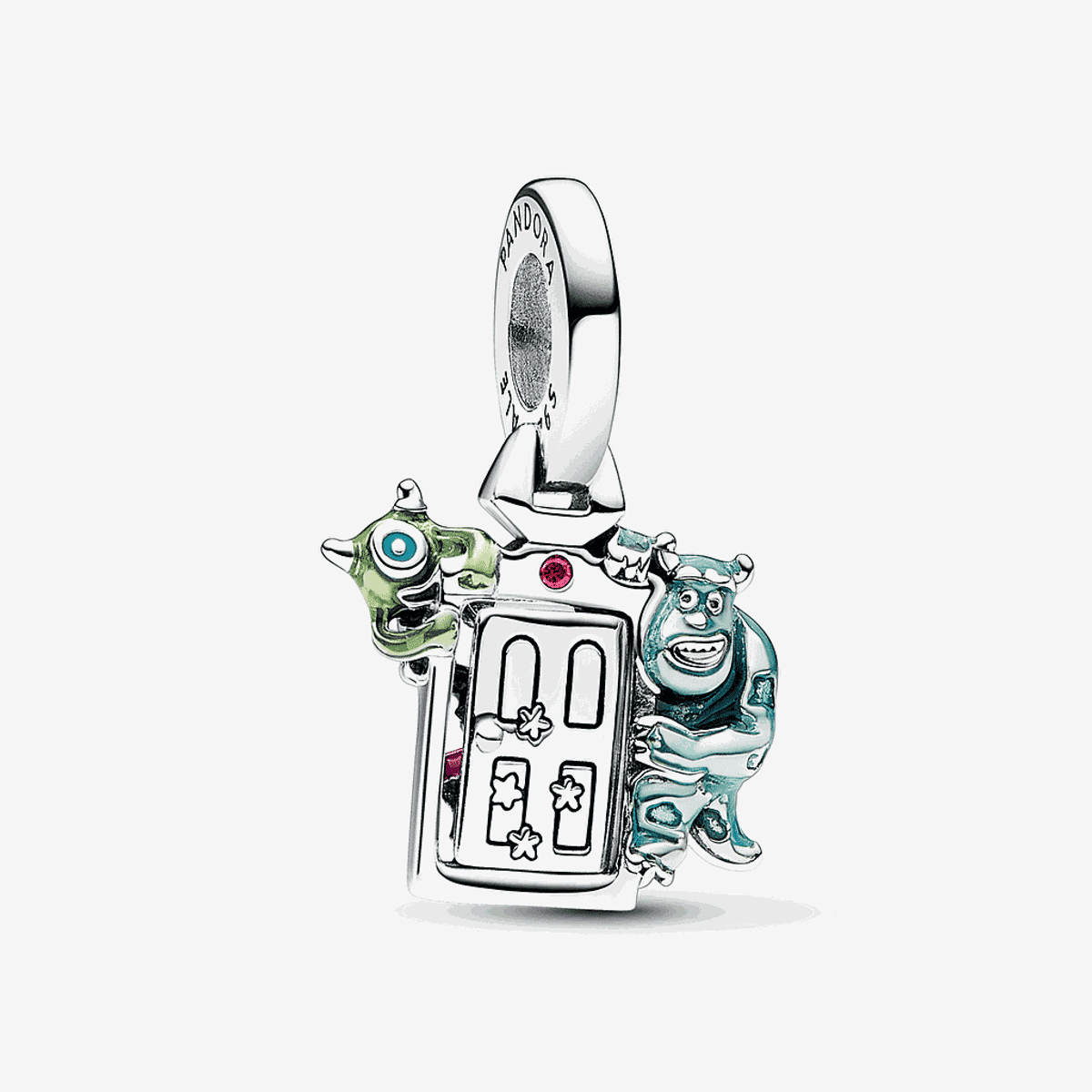 Charm colgante Pandora de plata Puerta de Monsters Inc. de Disney Pixar con detalles en verde y azul - 792758C01