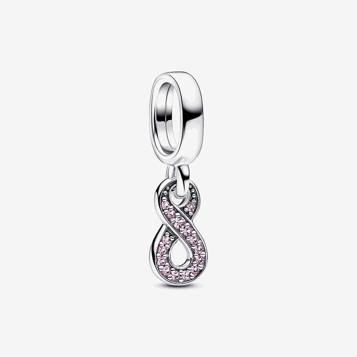Charm colgante Pandora de plata Infinito Brillante con cristales rosas - 792766C01