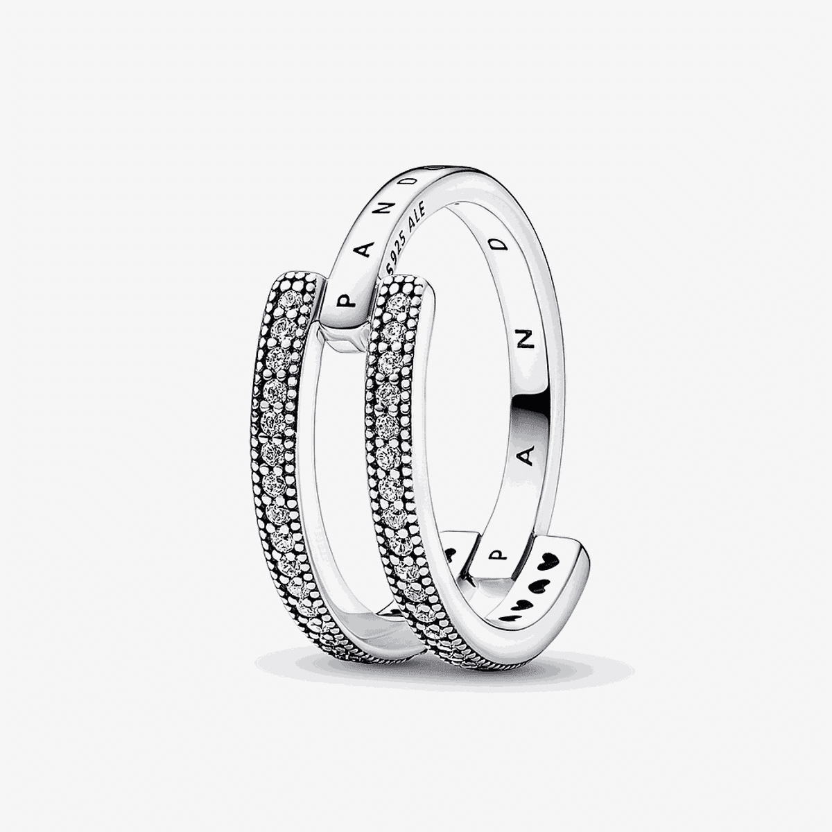 Anillo doble banda Pandora Signature en plata con pavé de circonitas - 192779C01