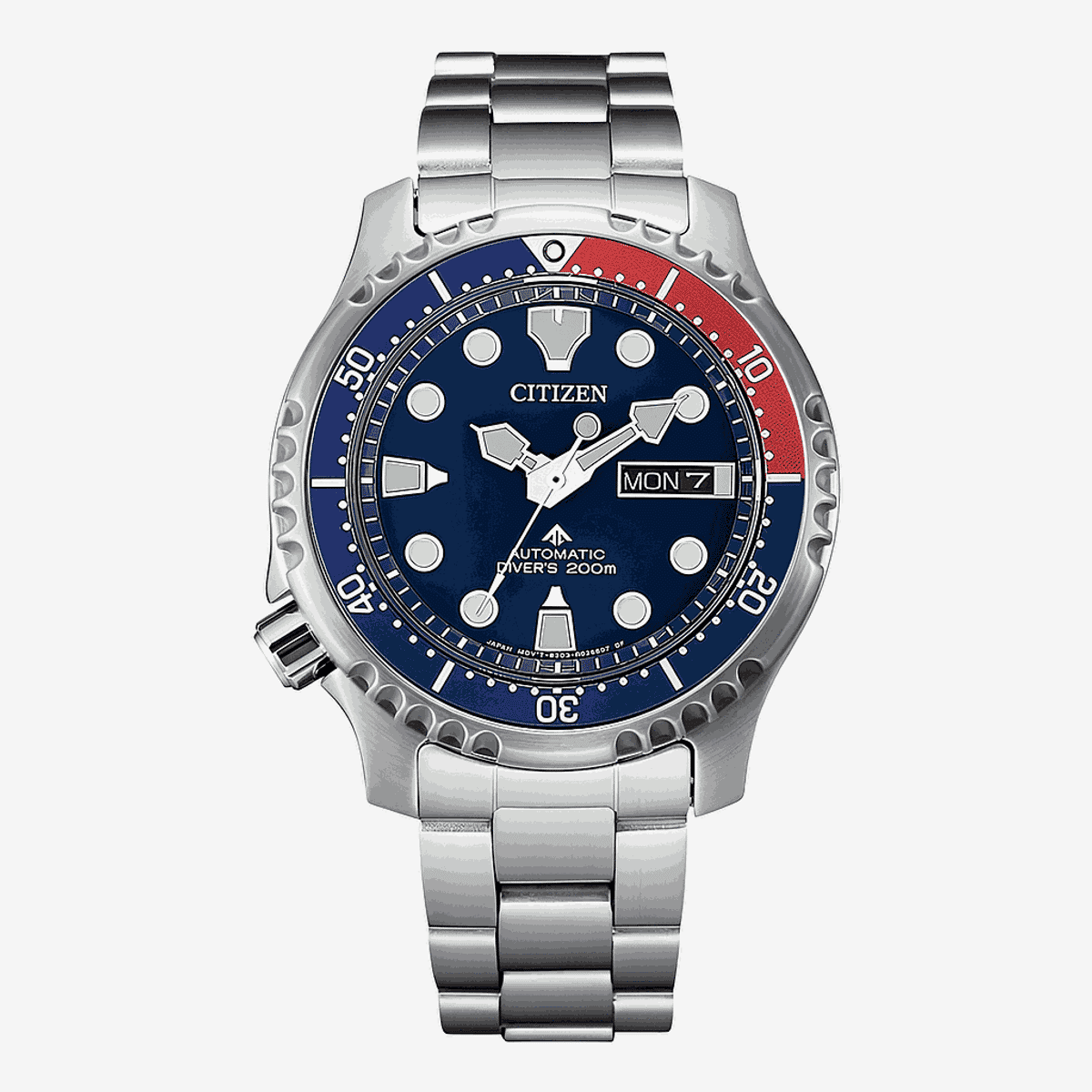 Reloj Citizen Promaster automático con brazalete de acero y bisel azul/rojo - NY0086-83L