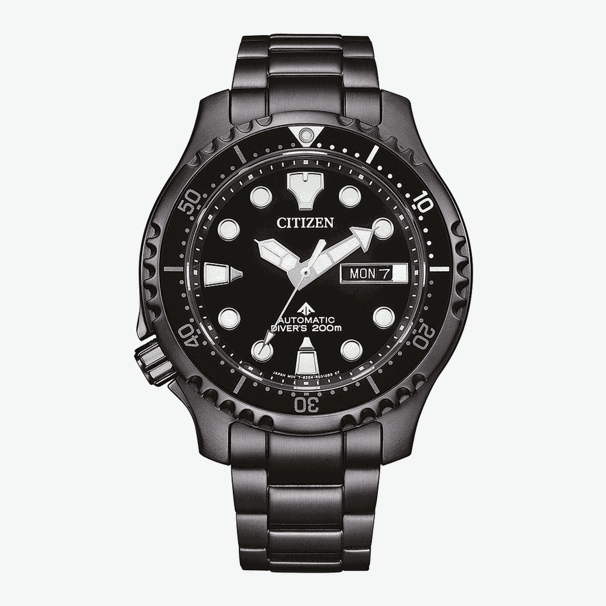 Reloj Citizen Promaster automático con caja y brazalete en negro, esfera negra - NY0145-86E