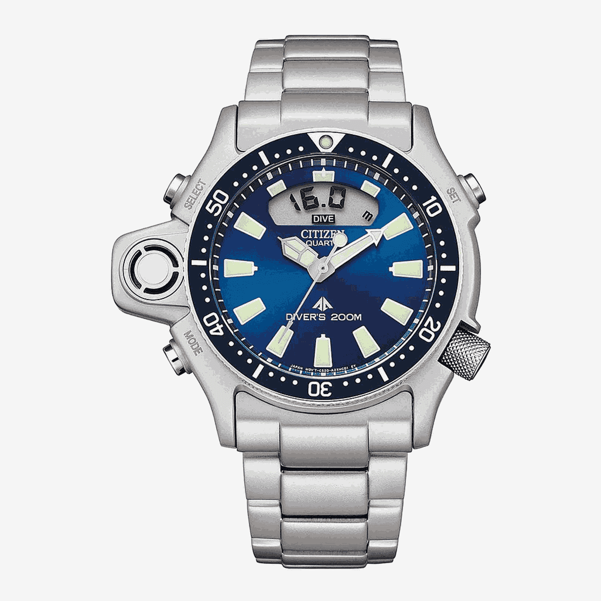 Reloj Citizen Promaster Aqualand I con caja y brazalete en acero, esfera azul - JP2000-67L