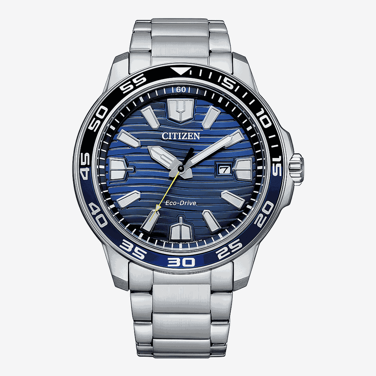 Reloj Citizen OF Collection con caja y brazalete en acero, esfera azul rayada - AW1525-81L