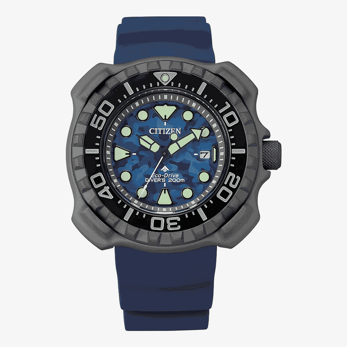 Reloj Citizen Promaster Dive con caja gris, esfera azul y correa de caucho azul - BN0227-09L