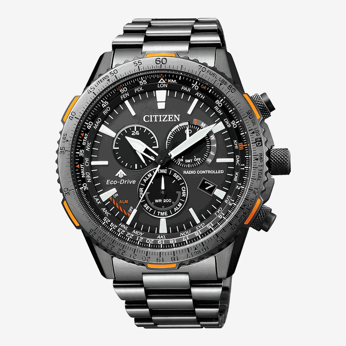 Reloj Citizen Radiocontrolado Crono Pilot Acero Gris - CB5007-51H