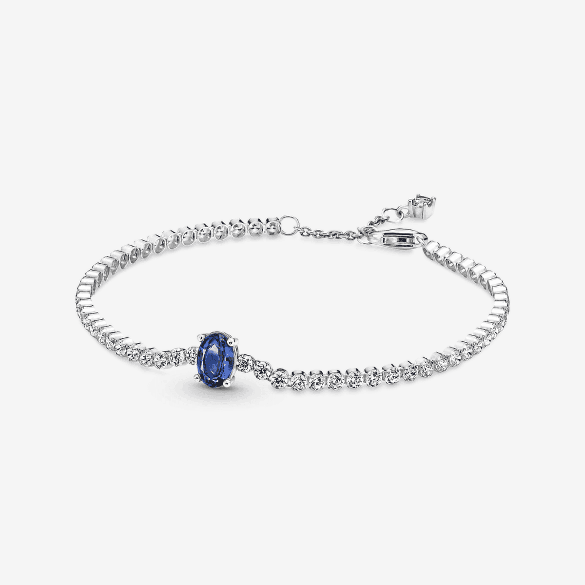Pulsera Pandora de pavé brillante en plata con piedra azul central - 590039C01