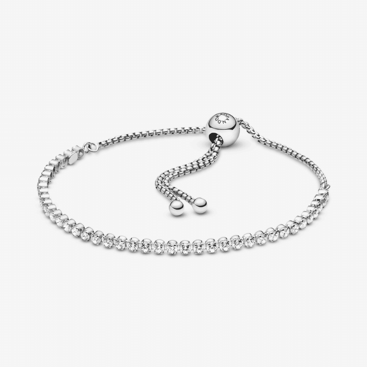 Pulsera Pandora de hilo luminoso en plata con pavé ajustable - 599375C01