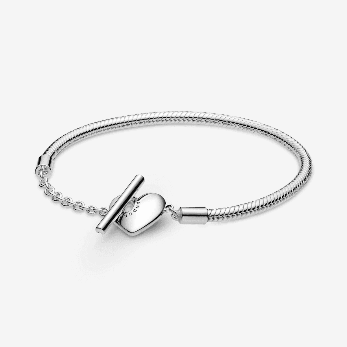 Pulsera Pandora Moments cadena serpiente con cierre corazón vista frontal - 599285C00 Pulsera Pandora Moments cadena serpiente con cierre corazón vista frontal - 599285C00