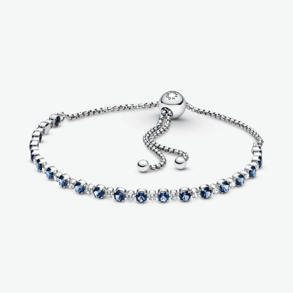Pulsera Pandora Brillos Azules y Transparentes en plata de ley con cristales azules y cierre deslizante - 599377C01