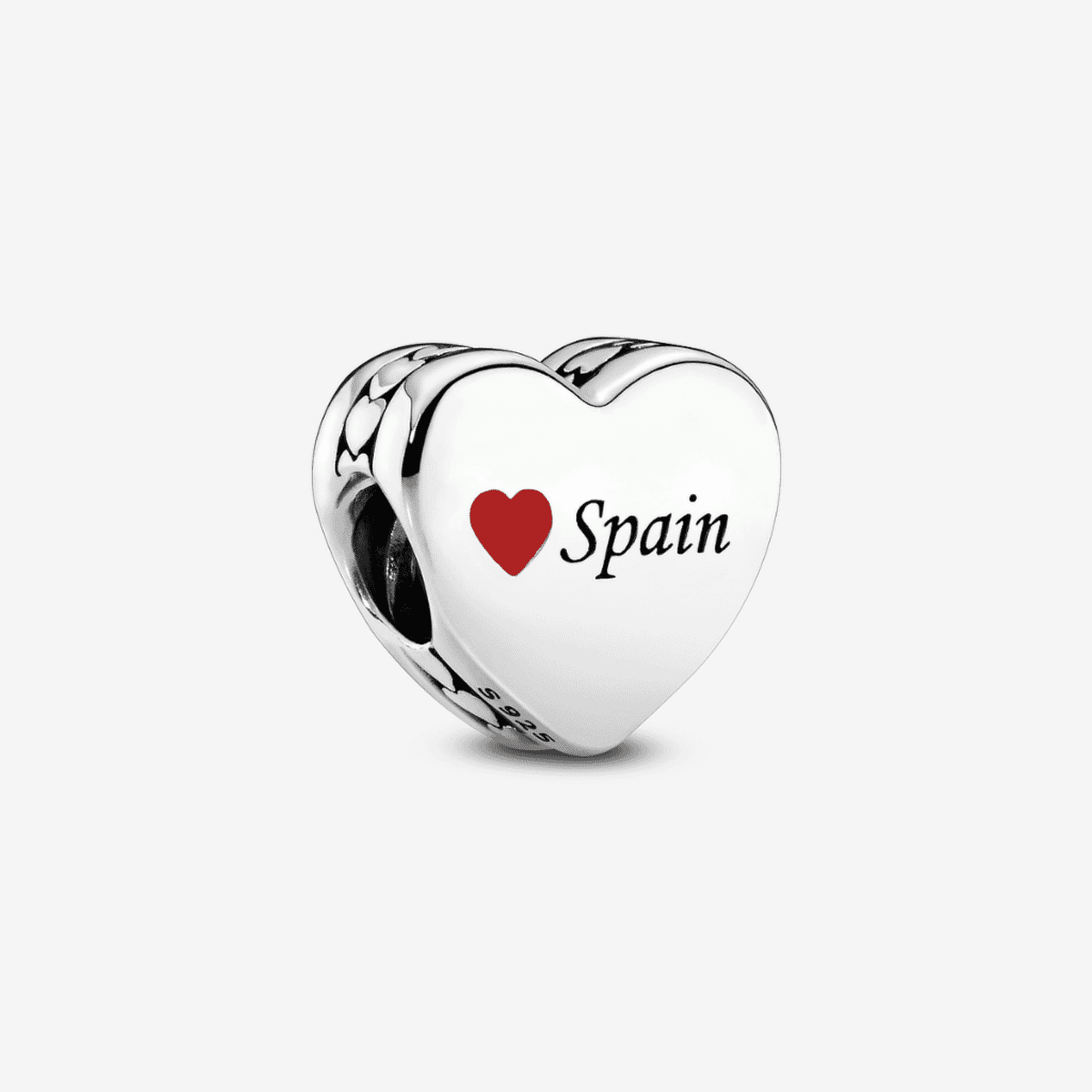 Charm Pandora Corazón España en plata de ley con detalle de corazón rojo - 792015_E033