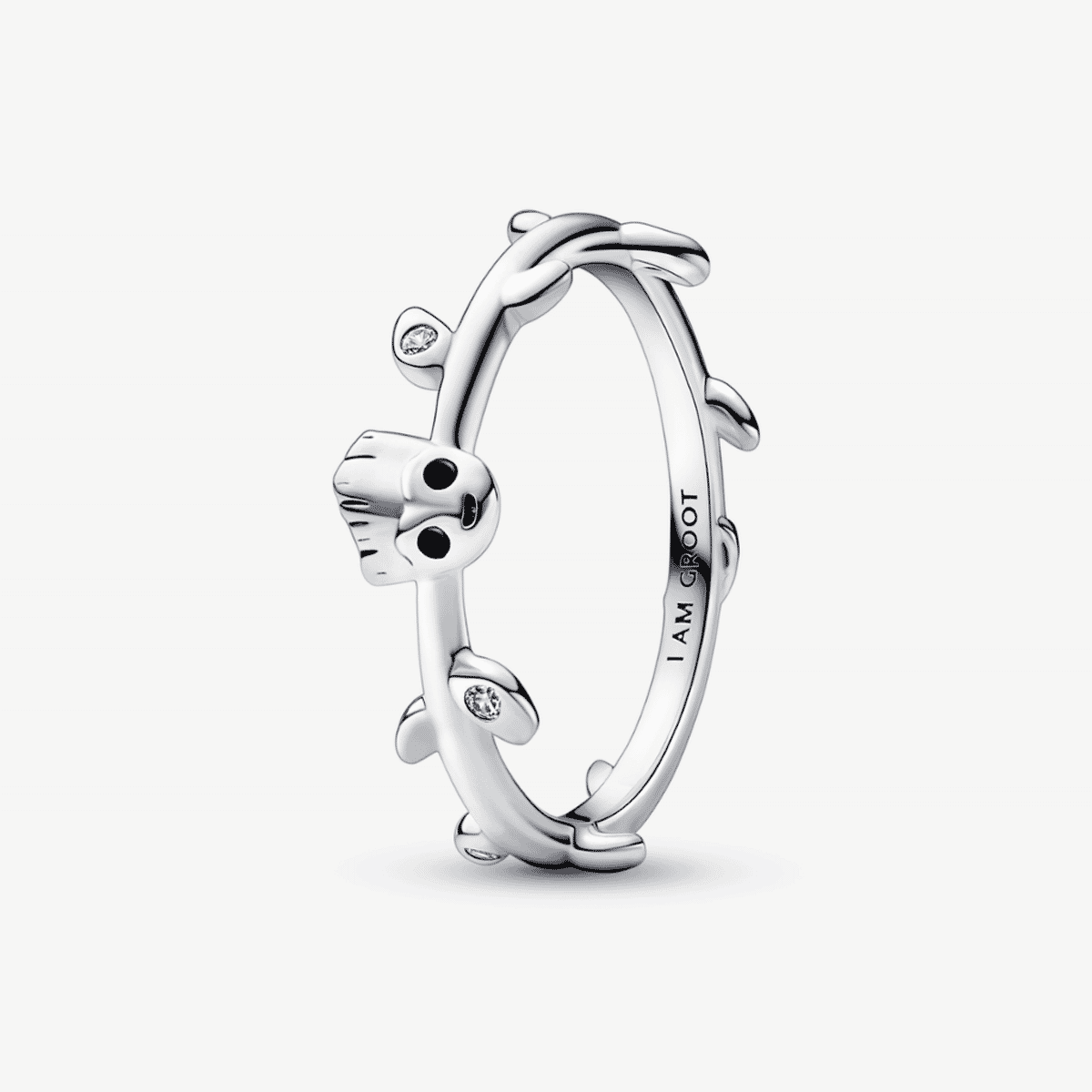 Anillo Pandora Hojas Baby Groot Guardianes de la Galaxia de Marvel en plata de ley con diseño de hojas y cara de Baby Groot - 192566C01