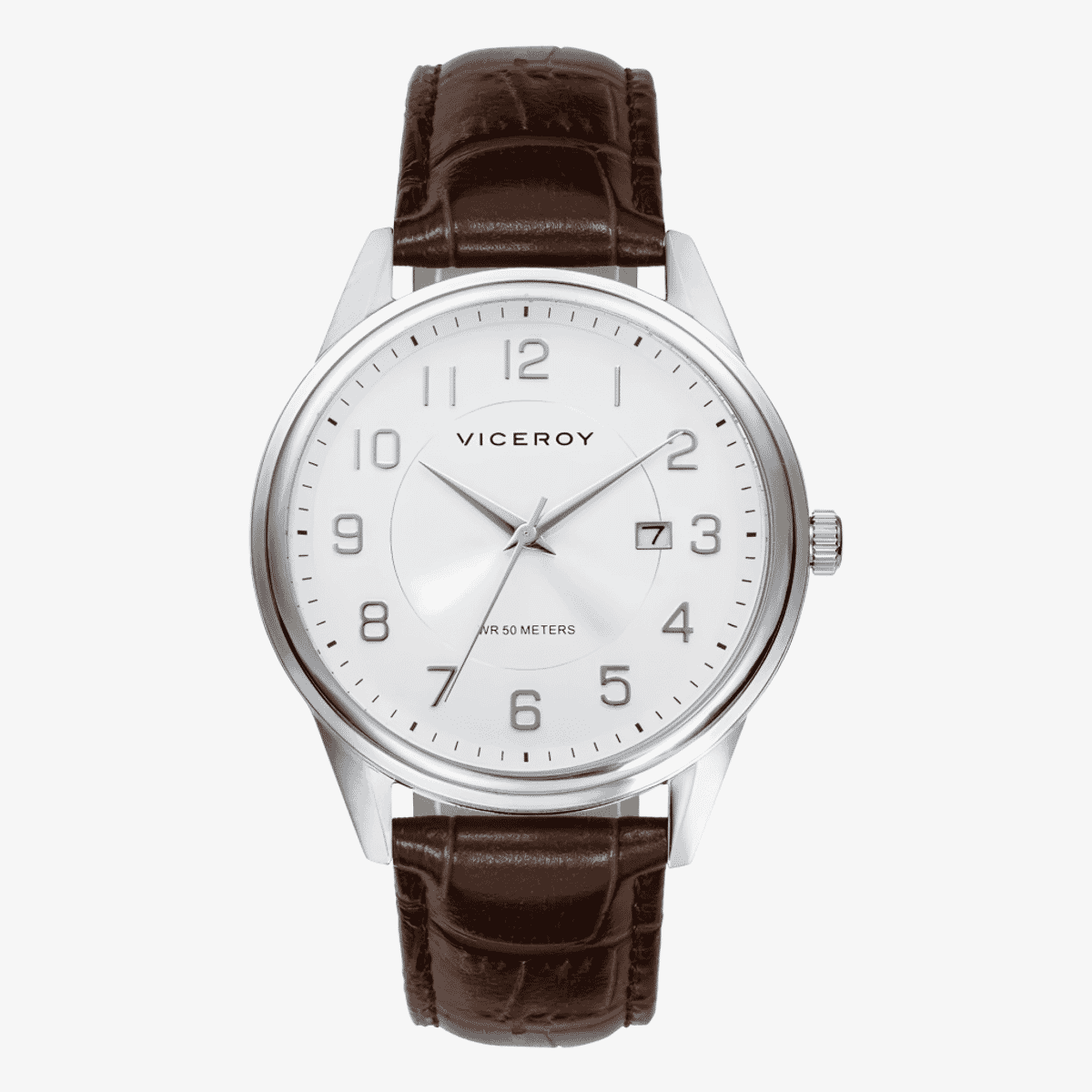 Reloj Viceroy Grand con brazalete de piel marrón y esfera blanca - 401207-05