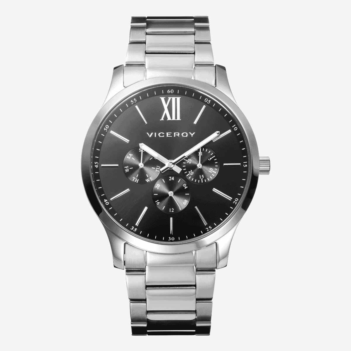 Reloj Viceroy Magnum multifunción con brazalete de acero plateado y esfera negra - 401187-53