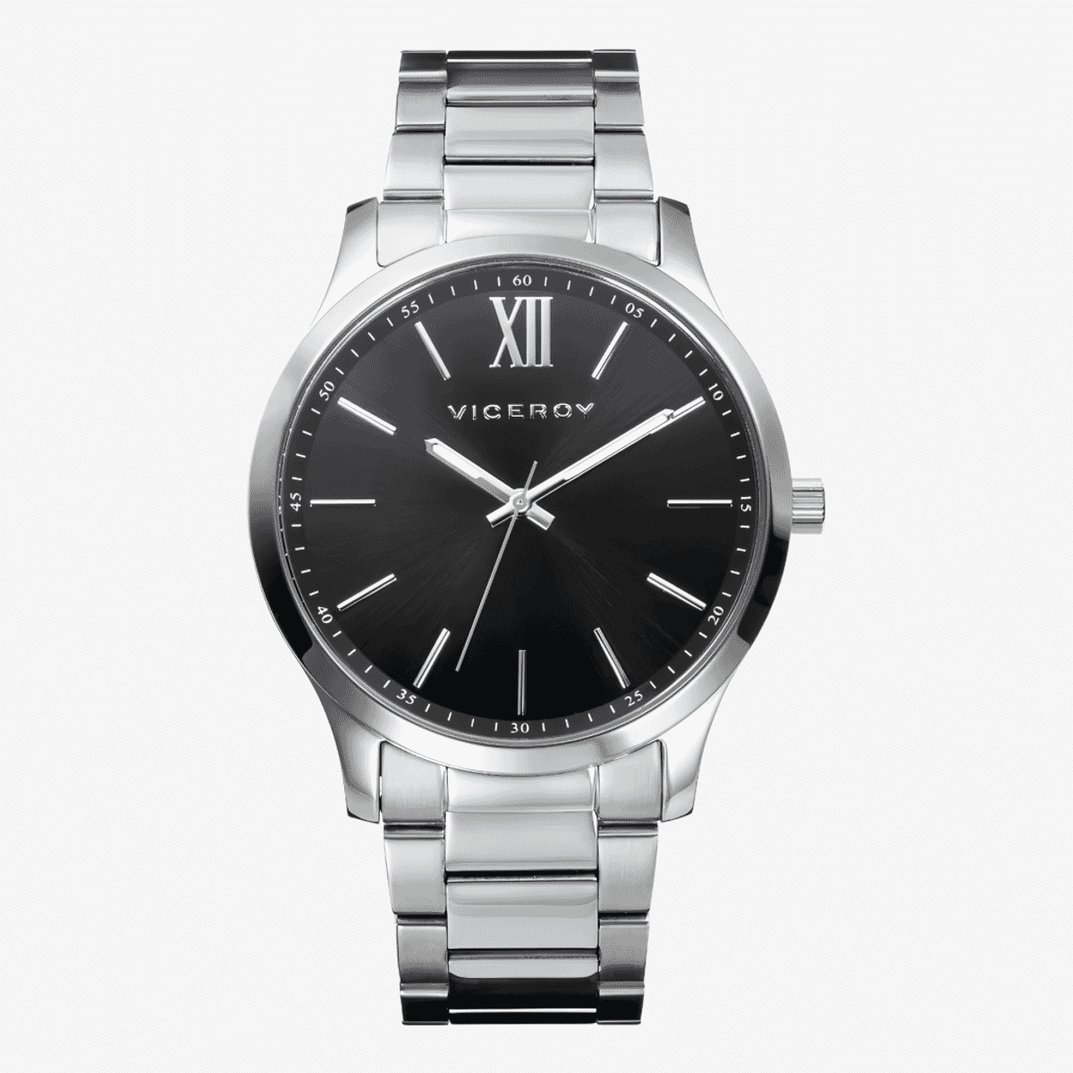 Reloj Viceroy Magnum, Tres Agujas, Brazalete Acero Plateado, Esfera Negra - 401185-53