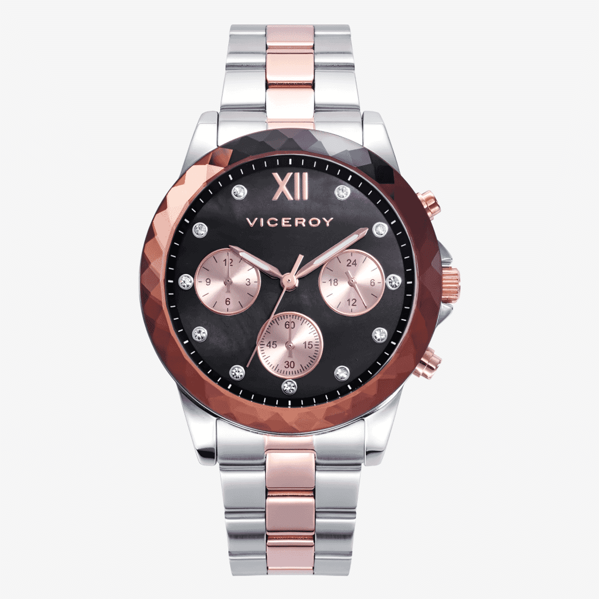 Reloj Viceroy Chic, Brazalete Acero Bicolor, Esfera Negra - 401164-73