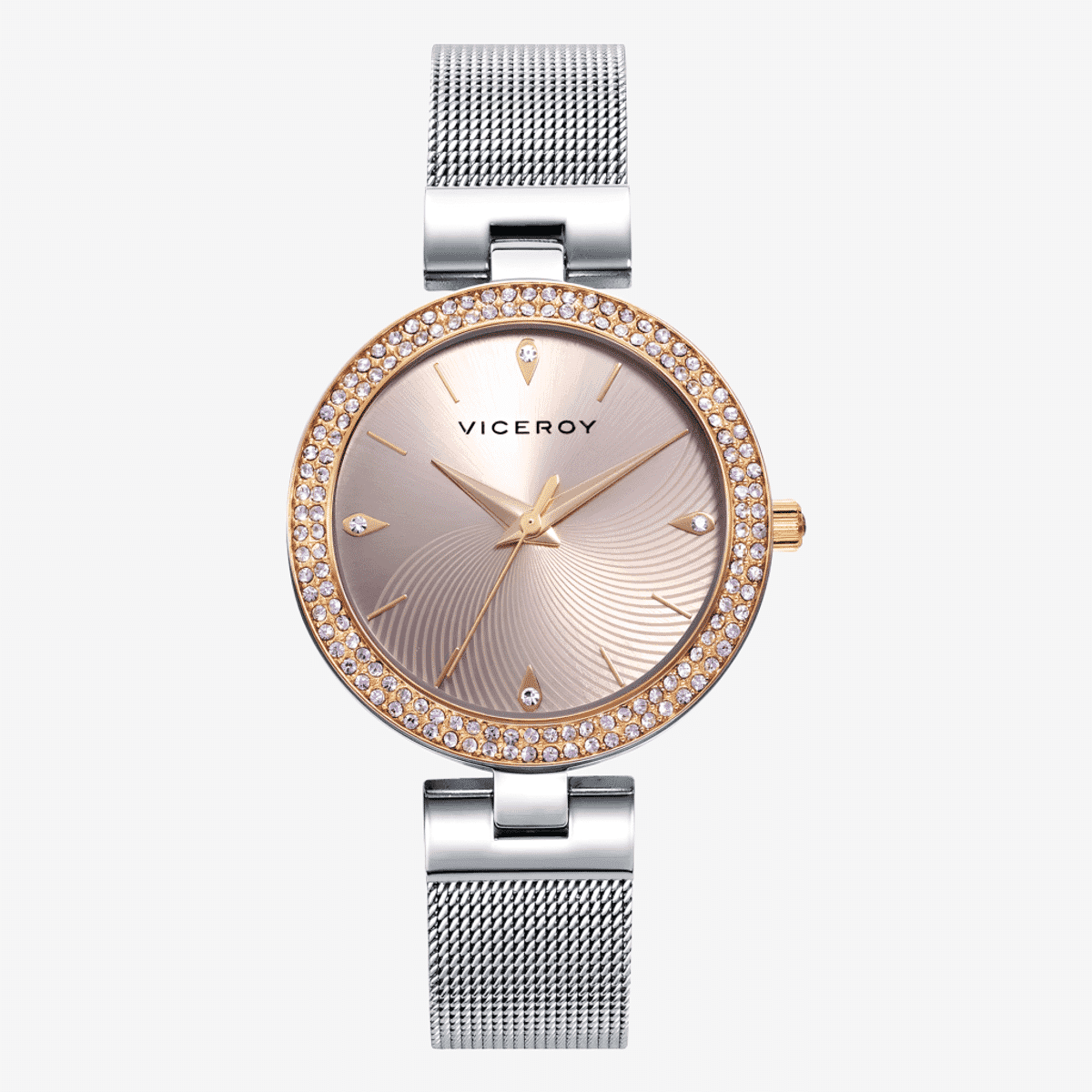 Reloj Viceroy Chic, Brazalete Malla Acero Plateado, Esfera Oro Rosa - 401154-27