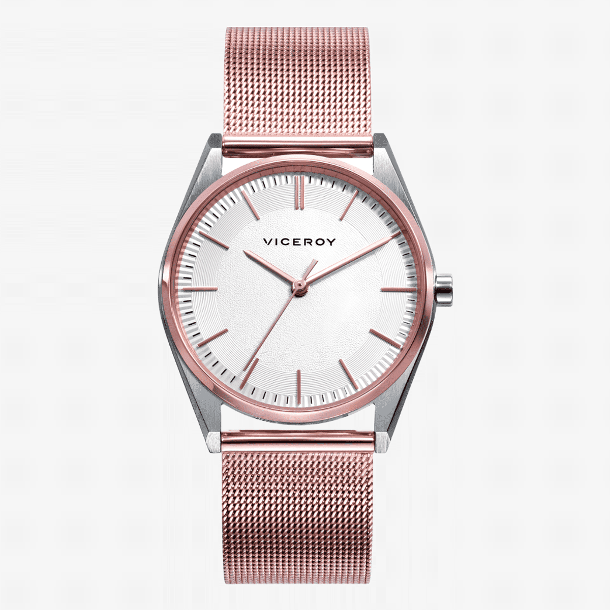 Reloj Viceroy Dress con esfera blanca y brazalete de malla en acero oro rosa - 461146-97