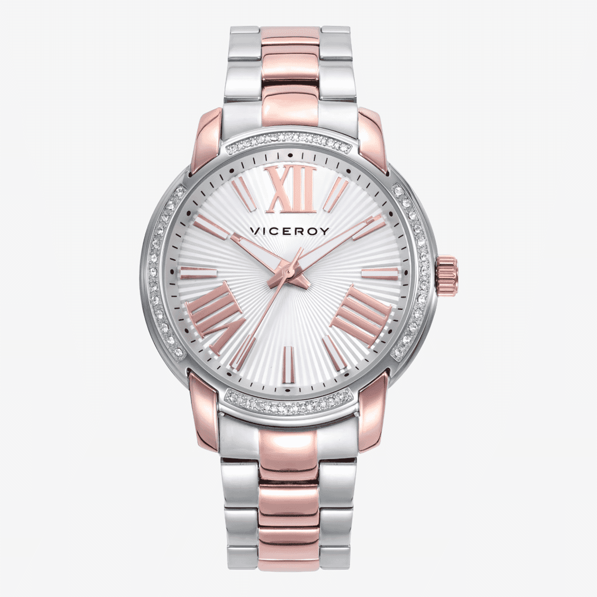 Reloj Viceroy Chic con brazalete de acero bicolor oro rosa y esfera plateada - 401266-83