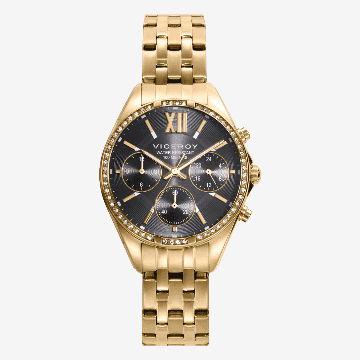 Reloj Viceroy Chic con brazalete de acero dorado y esfera negra - 401186-13