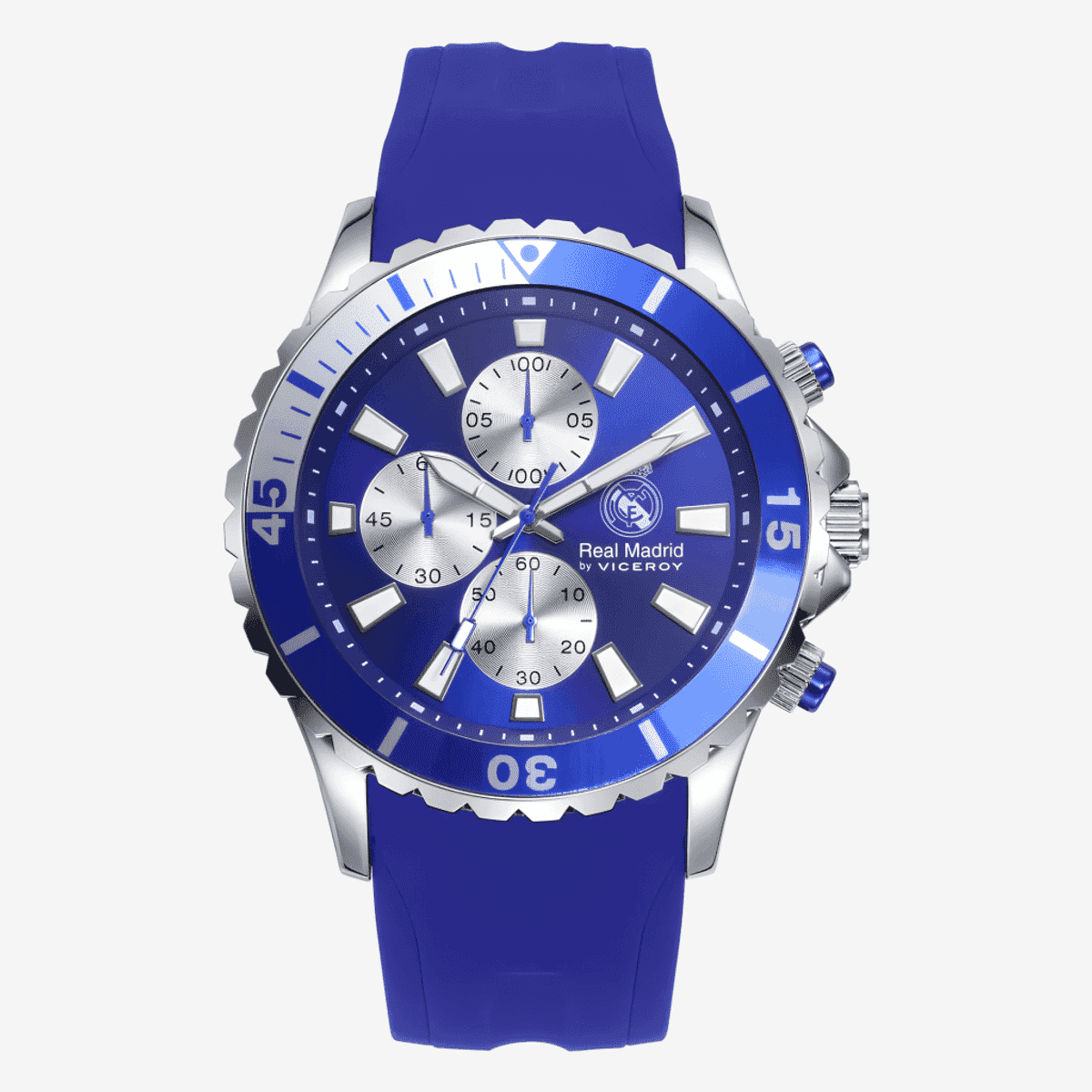 Reloj Viceroy Real Madrid con cronógrafo, brazalete de silicona azul y esfera azul - 401227-37