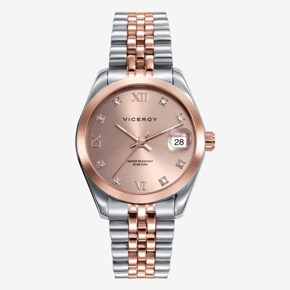 Reloj Viceroy Chic con brazalete de acero bicolor plateado y oro rosa, esfera oro rosa - 42414-93 Reloj Viceroy Chic con brazalete de acero bicolor plateado y oro rosa, esfera oro rosa - 42414-93
