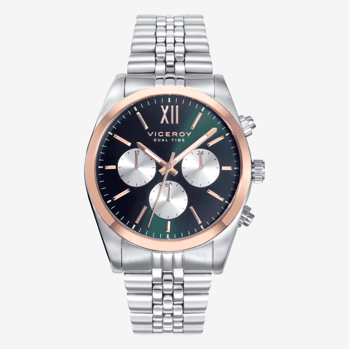 Reloj Viceroy Chic,  Multifunción, Brazalete Acero Plateado, Esfera Verde - 42423-63
