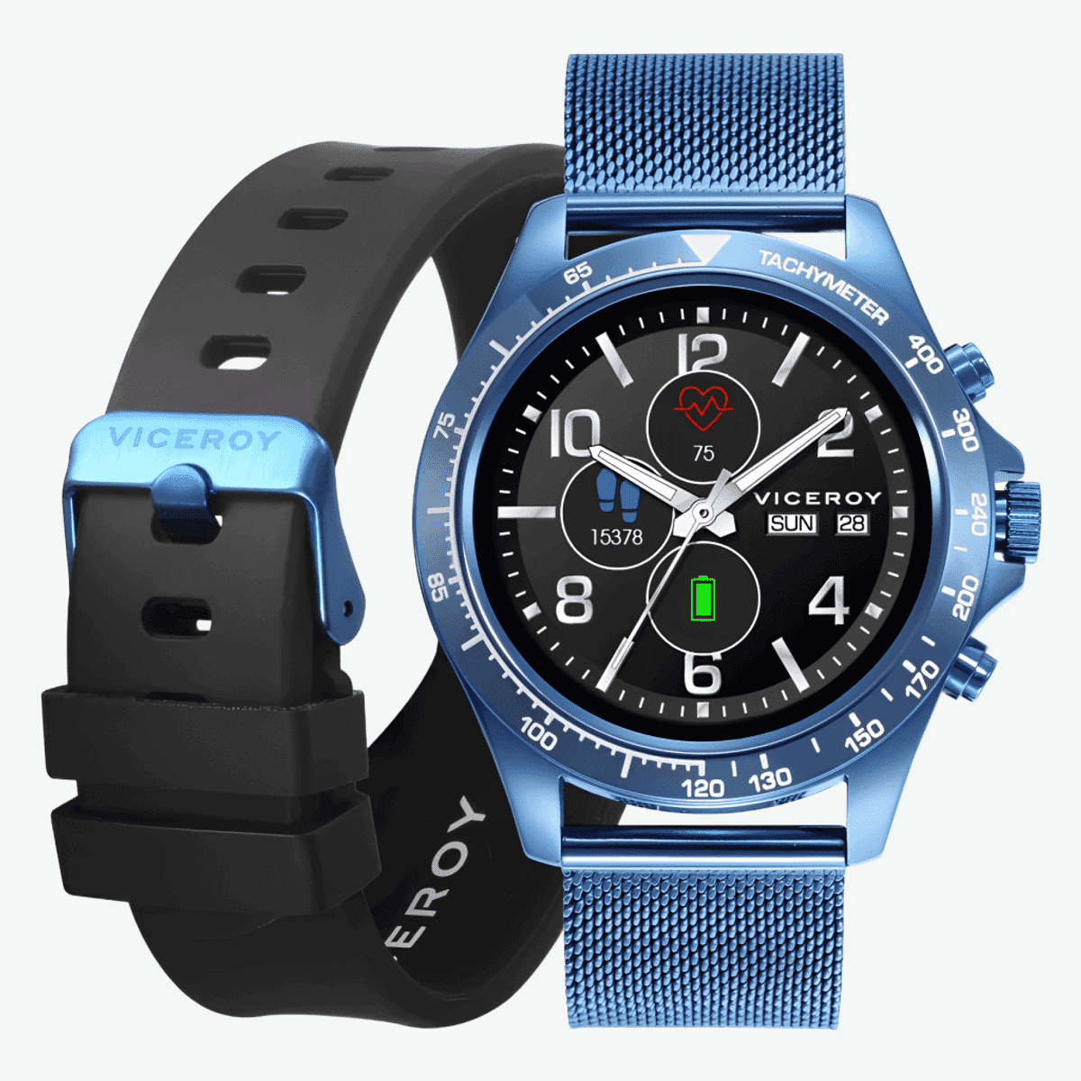 Reloj Viceroy Smartwatch SmartPro con brazalete de silicona negro y malla azul - 401253-30