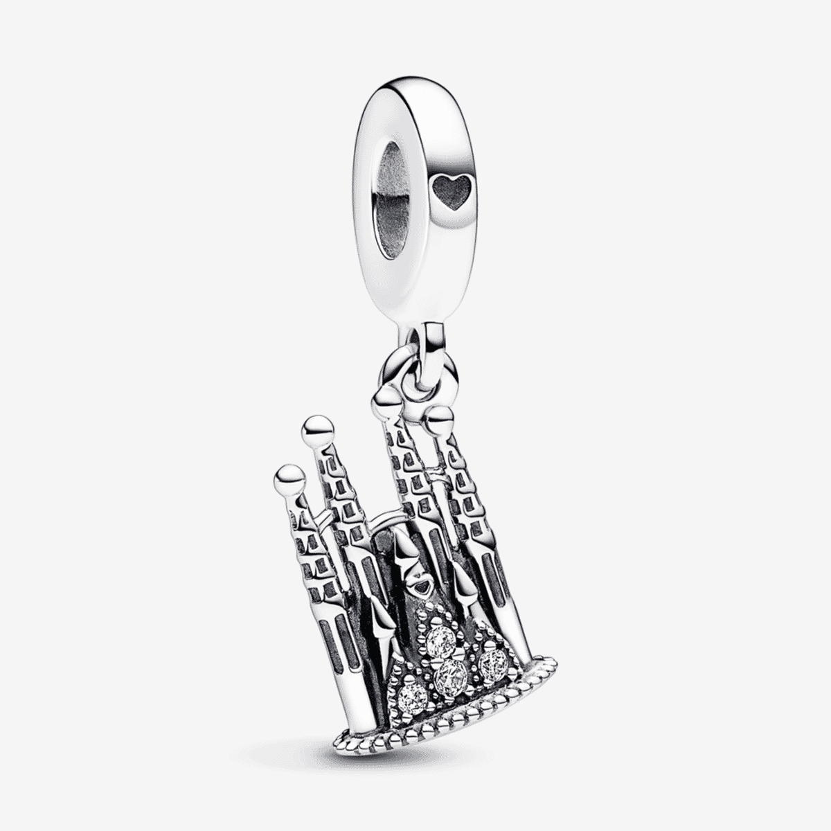Charm Colgante Pandora Monumento Barcelona en plata de ley vista frontal - 792709C01