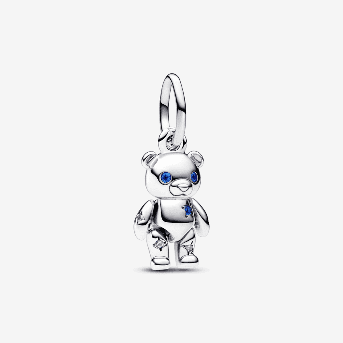 Charm colgante Pandora de plata en forma de oso de peluche con ojos azules - 792986C01