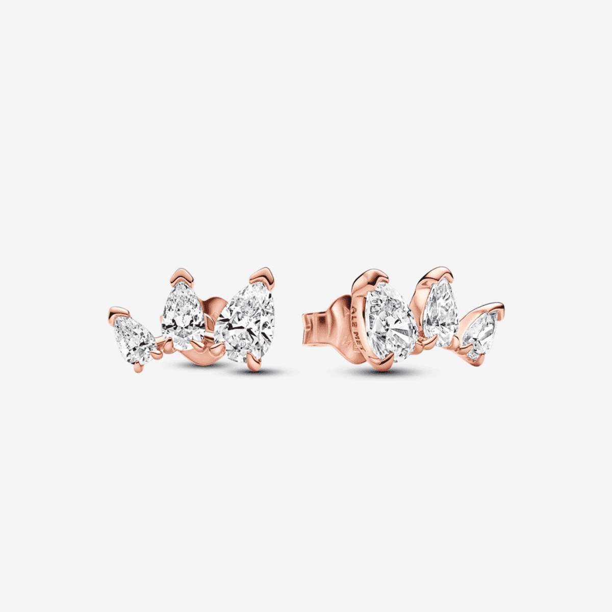 Pendientes de botón Pandora Corte Pera Brillante en oro rosa con cristales - 282836C01