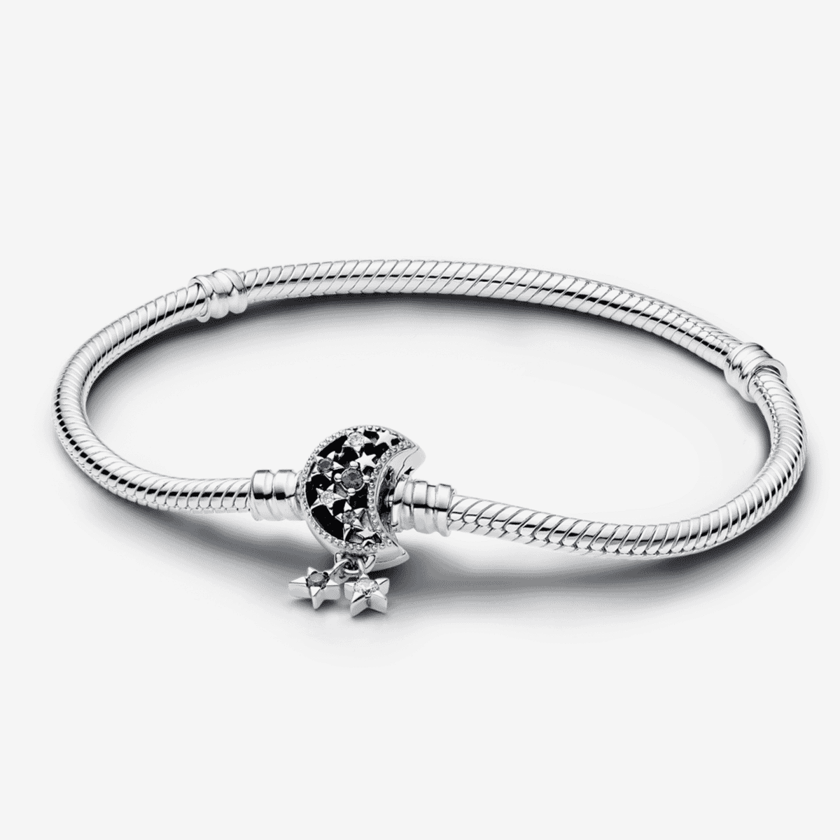 Pulsera Pandora de cadena serpiente con charm luna brillante y detalles azules - 592819C01