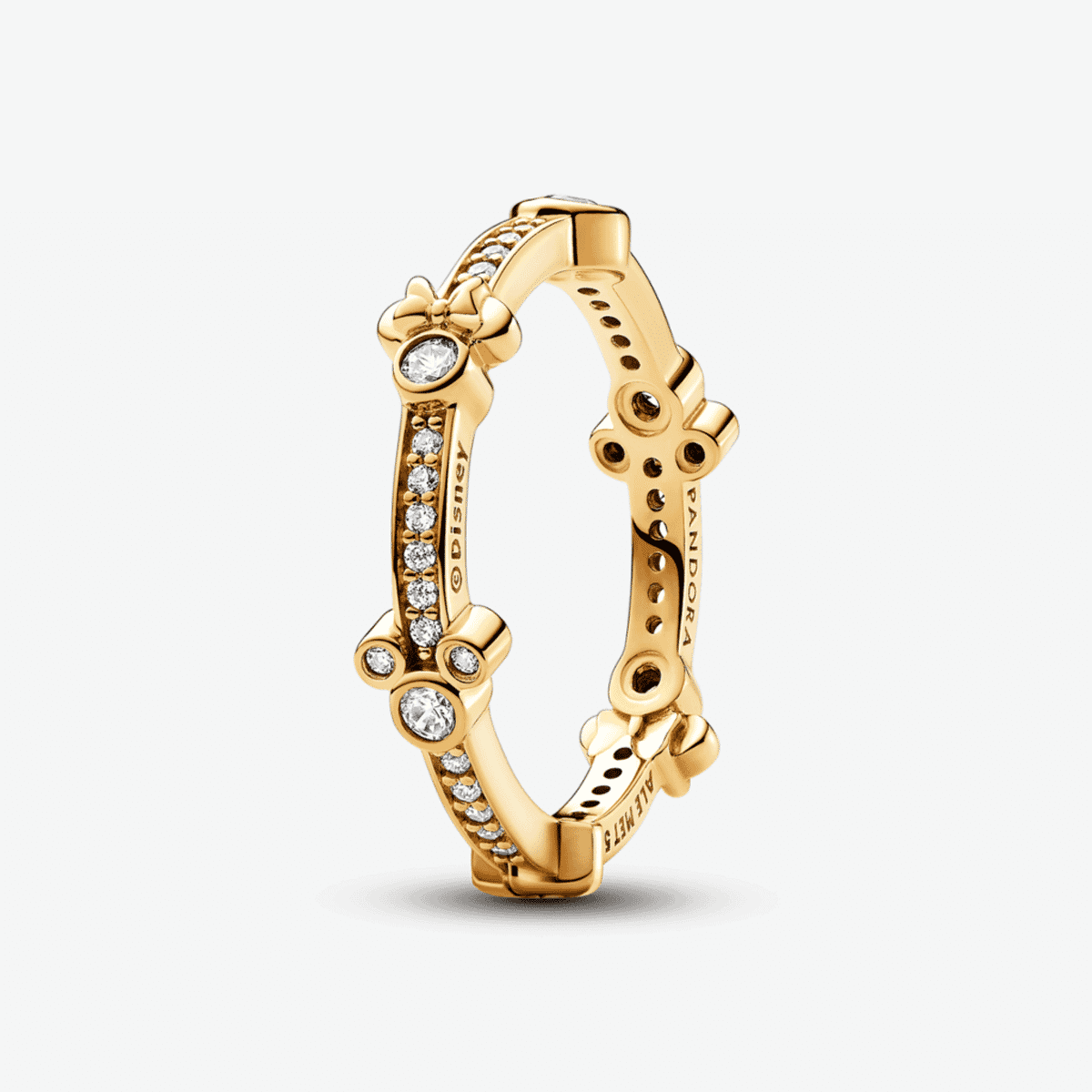 Anillo Pandora Eternidad Mickey & Minnie Mouse chapado en oro con cristales - 162957C01