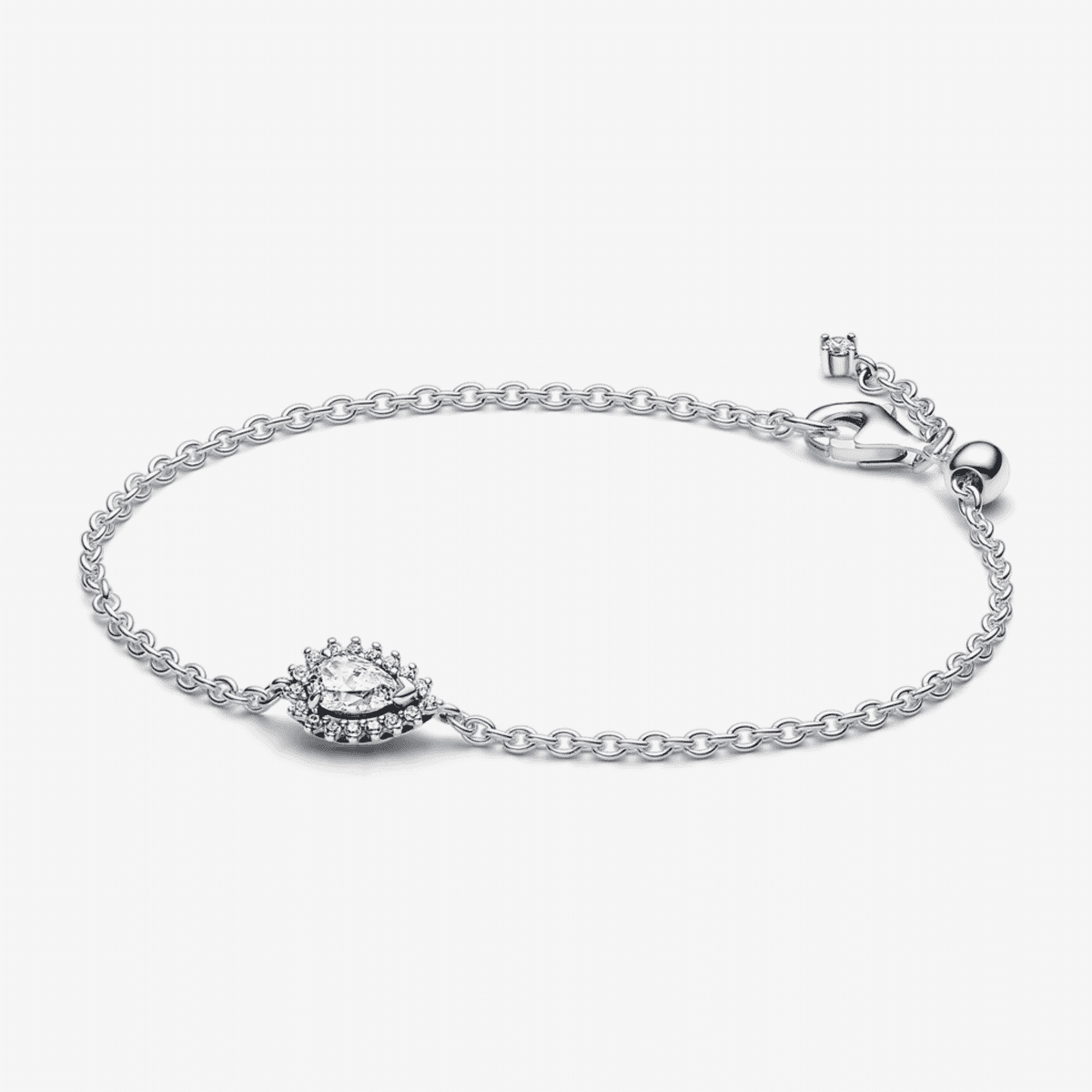 Pulsera Pandora Halo Brillante Corte Pera en plata de ley con cristal central - 593001C01