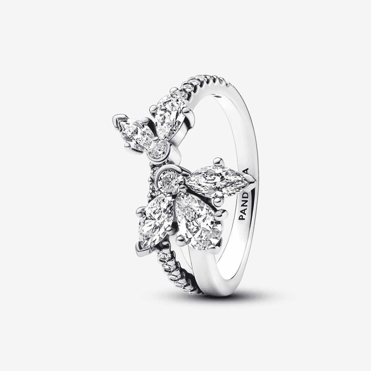 Anillo Pandora Herbario Brillante Asimétrico en plata con cristales - 193023C01