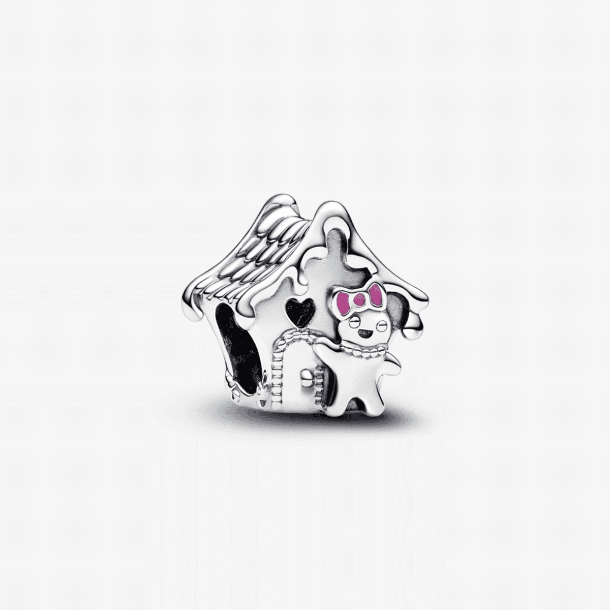 Charm Pandora Casa de Jengibre en plata de ley con detalles de perrito y esmalte rosa - 792823C01