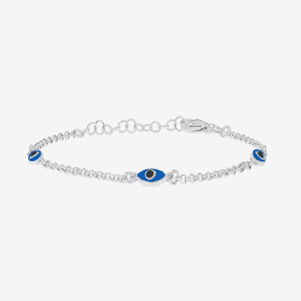 Pulsera de plata B&U Ojo Turco con tres charms de ojo turco en azul - 0331BK8871