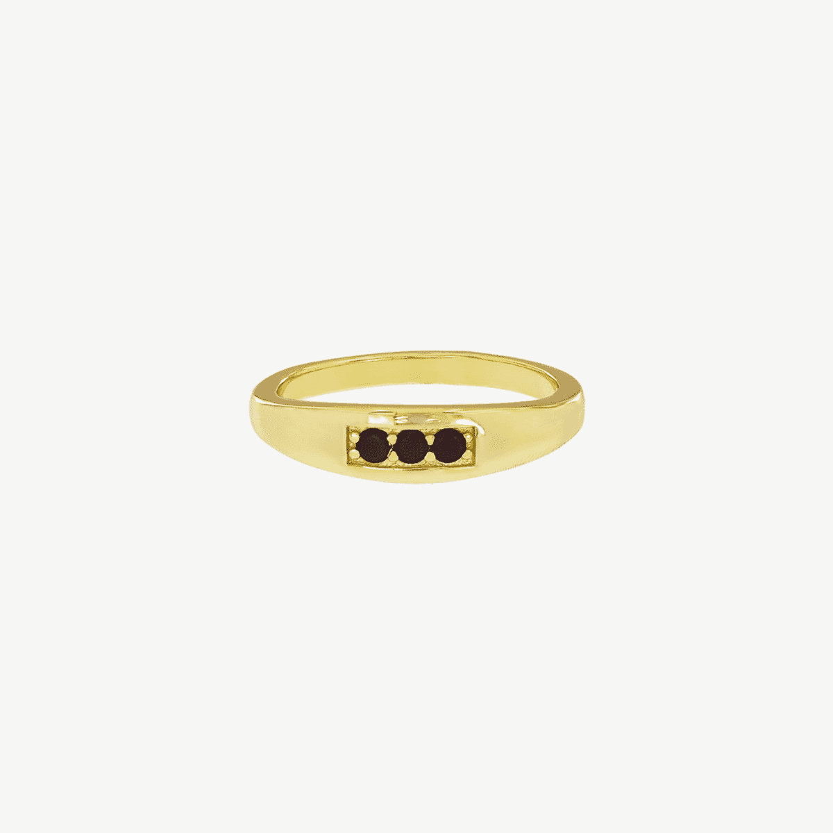 Anillo de plata B&U Black Dots chapado en oro con tres piedras negras - CSO0339-NE