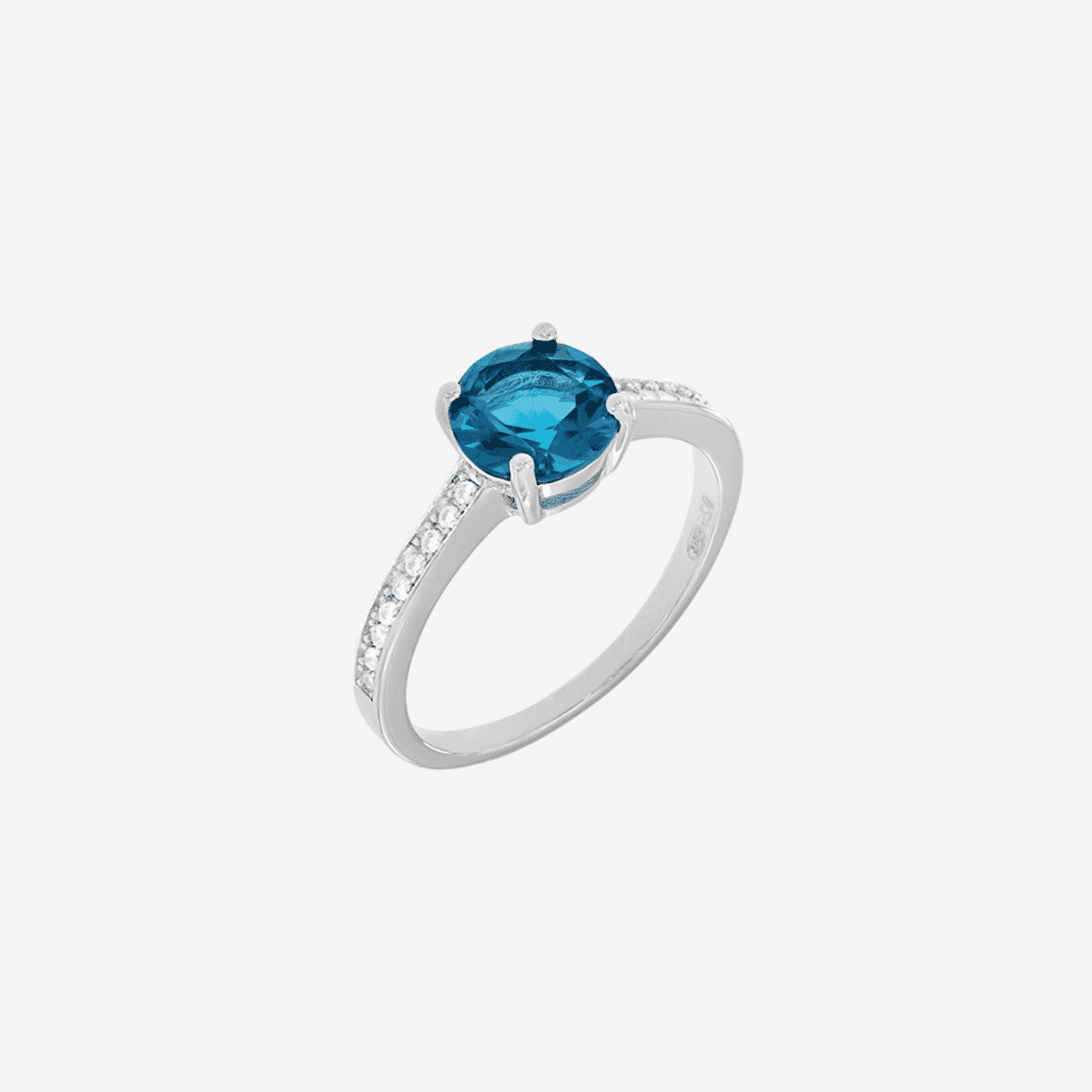 Anillo de plata B&U Blue Sky con piedra central azul y detalles en cristal - 11EZ0080LB